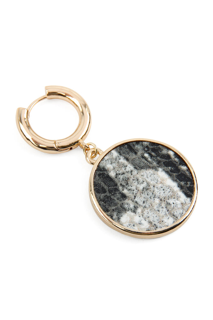 SNAKE SKIN DISK HOOP DANGLE EARRINGS