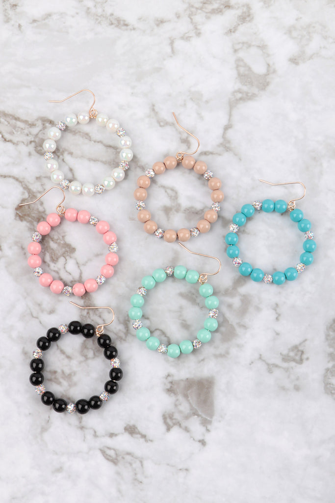KE8106 - BOHO BEADS W/ GLITTER FISH HOOK EARRINGS
