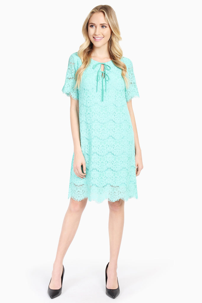 Lace-Up Woven Lace Dress