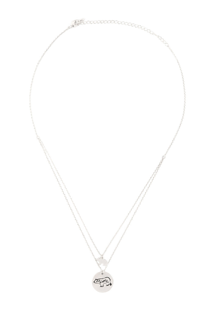 LNB249 - MAMA BEAR DOUBLE LAYER PENDANT NECKLACE