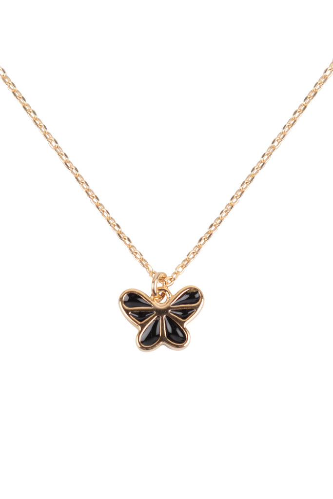 BUTTERFLY EPOXY PENDANT BRASS NECKLACE