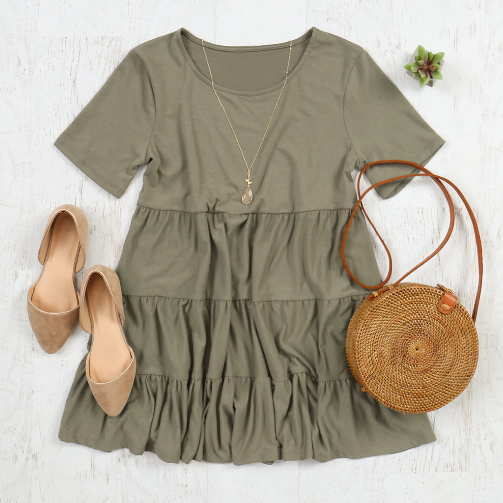 Short Sleeve Tiered Ruffle Tunic