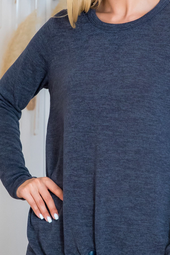 Punch Hole Detail Front Long Sleeve Top