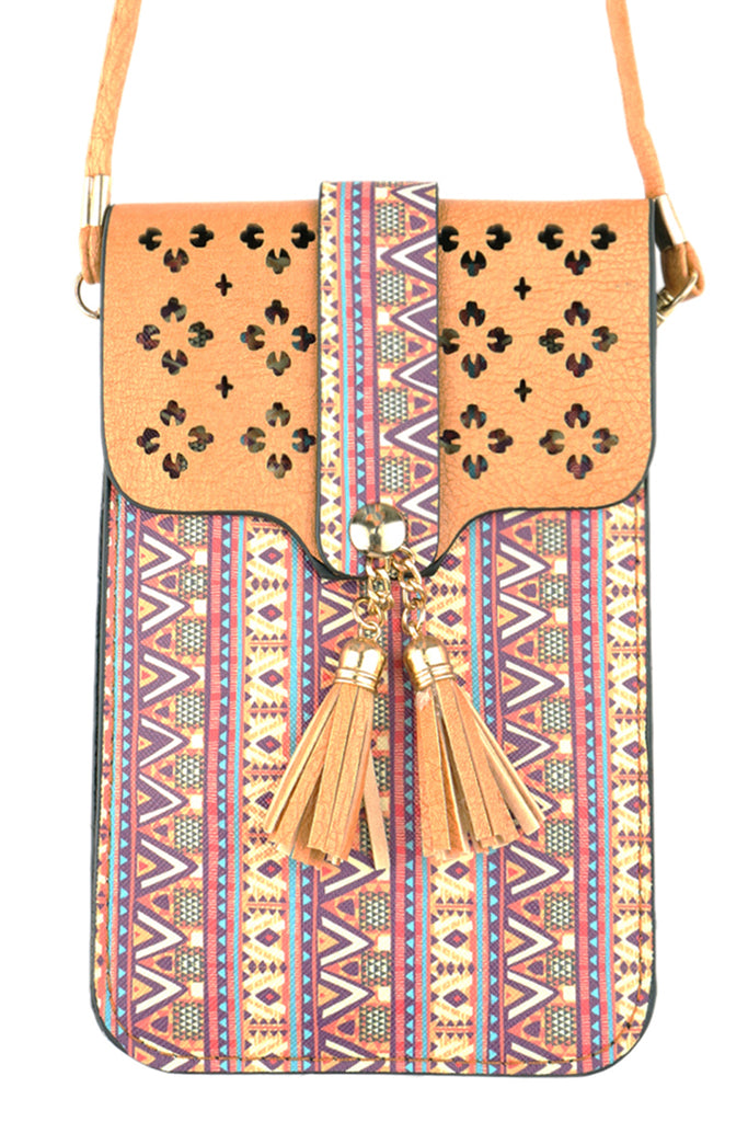 AZTEC CELLPHONE CROSSBODY BAG WITH CLEAR WINDOW