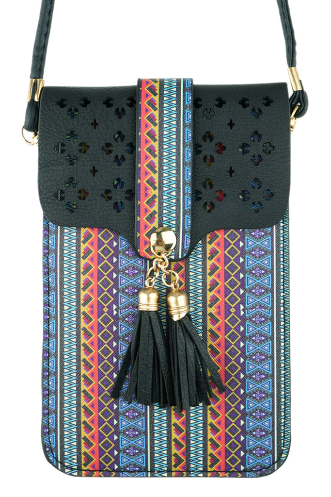 AZTEC CELLPHONE CROSSBODY BAG WITH CLEAR WINDOW