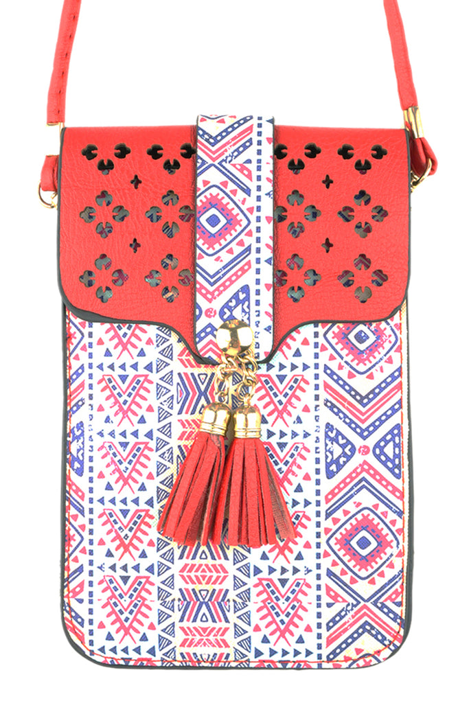 AZTEC CELLPHONE CROSSBODY BAG WITH CLEAR WINDOW