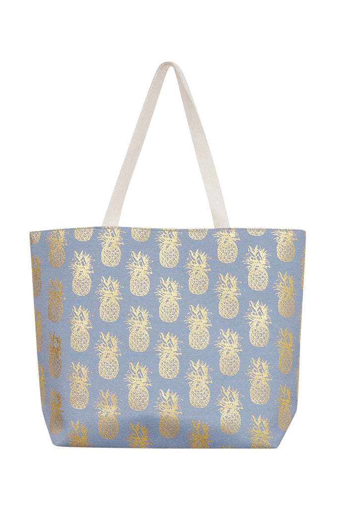 GOLD FOIL PINEAPPLE BEACH BAG