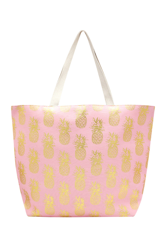 GOLD FOIL PINEAPPLE BEACH BAG