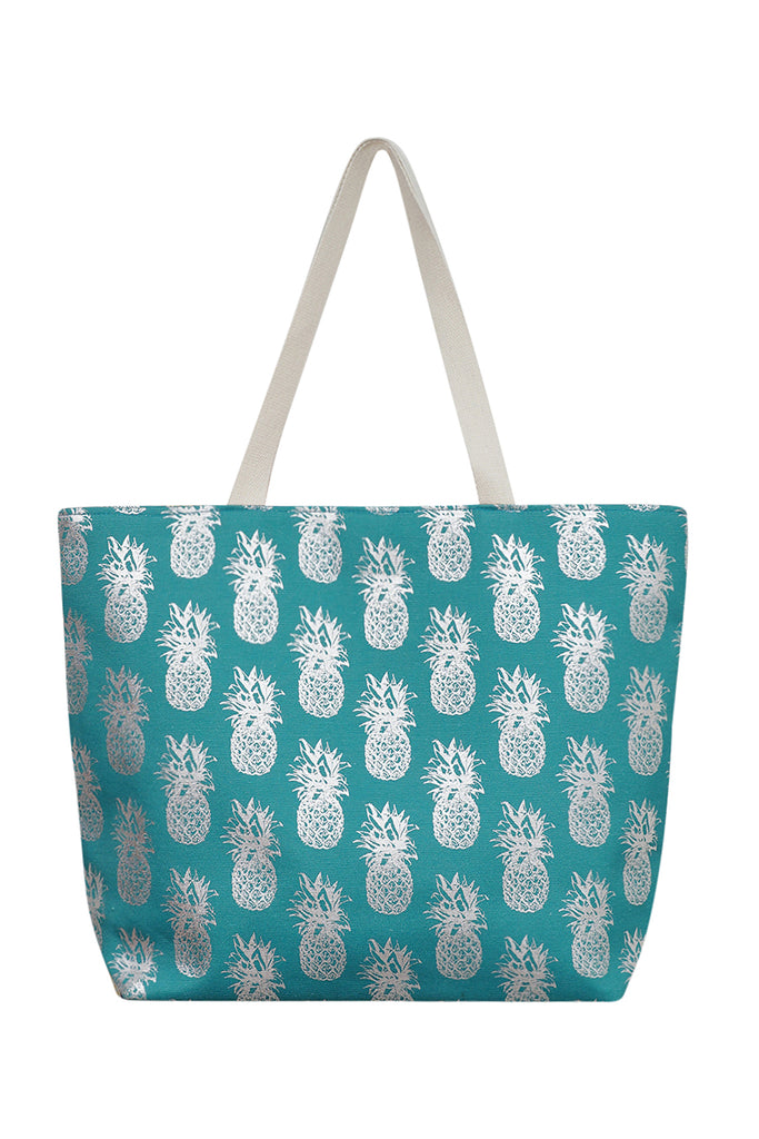 GOLD FOIL PINEAPPLE BEACH BAG