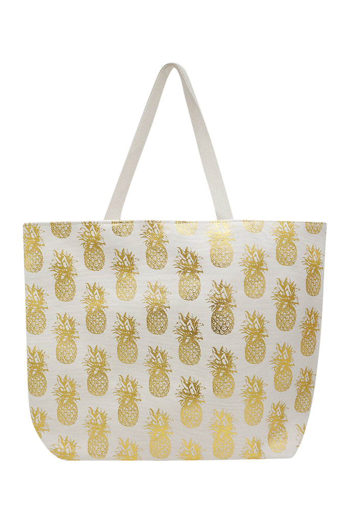 GOLD FOIL PINEAPPLE BEACH BAG