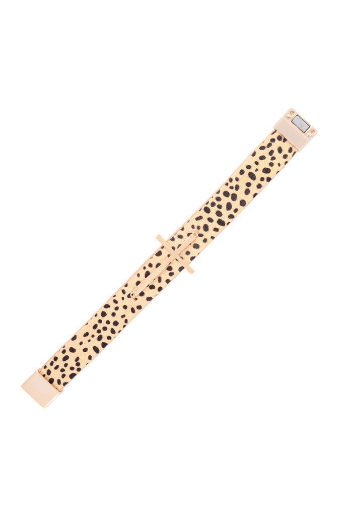 GENUINE LEATHER PRINT CROSS BRACELET