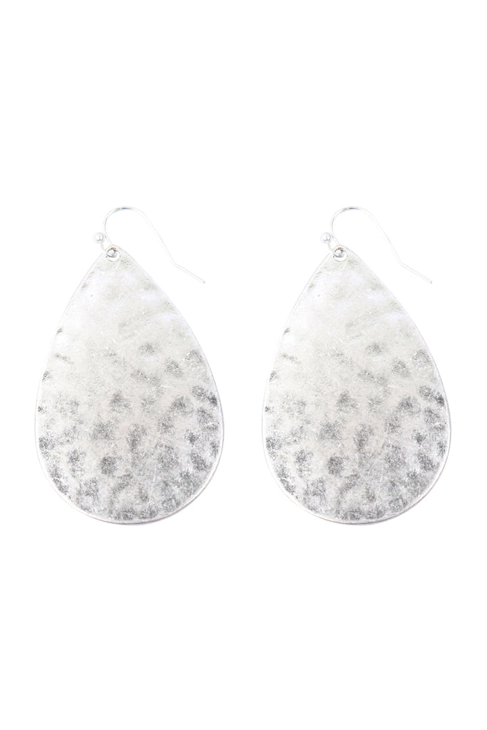 ME10007 - TEARDROP HAMMERED FISH HOOK EARRINGS