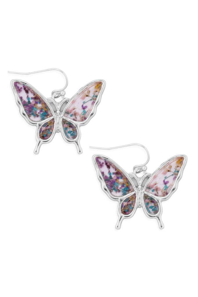 ME1243 - BUTTERFLY RESIN DROP HOOK EARRINGS