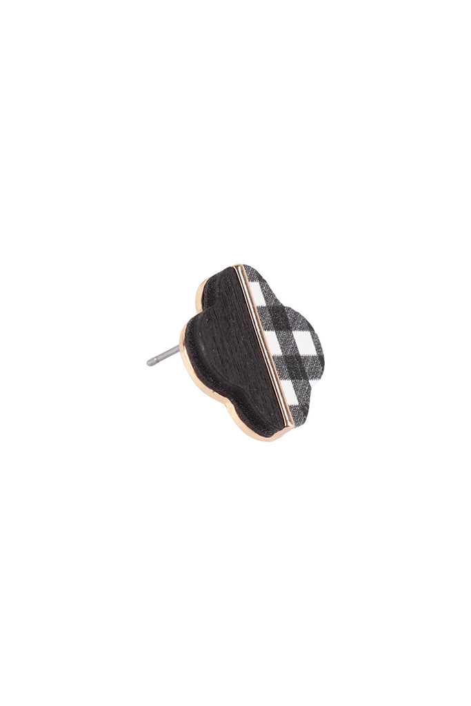 CLOVER WOOD CAMO TWO TONE STUD EARRINGS