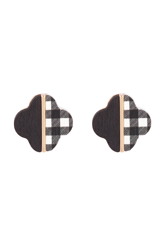 CLOVER WOOD CAMO TWO TONE STUD EARRINGS