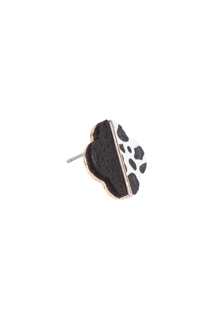 CLOVER WOOD CAMO TWO TONE STUD EARRINGS