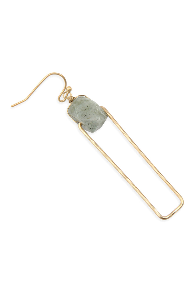 Semi Stone Linked Texture Wire Drop Earrings