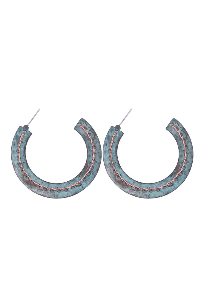 ME3135 - STITCH HAMMERED HOOP EARRINGS