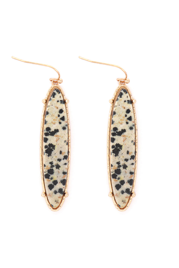 ME3154 - SEMI PRECIOUS OVAL DROP FISH HOOK EARRINGS