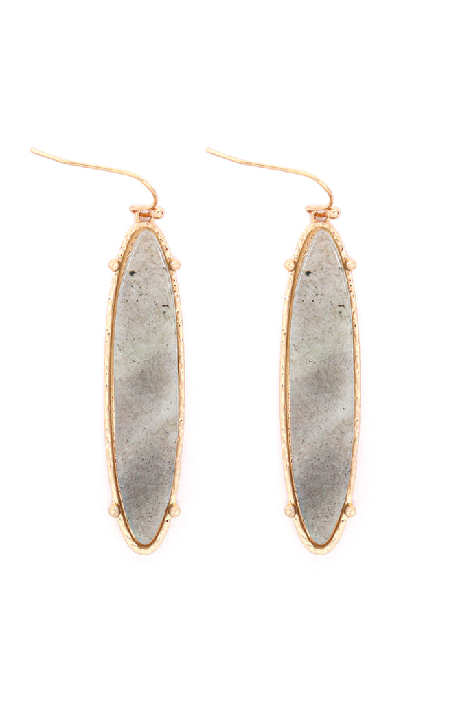 ME3154 - SEMI PRECIOUS OVAL DROP FISH HOOK EARRINGS