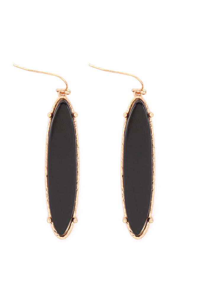 ME3154 - SEMI PRECIOUS OVAL DROP FISH HOOK EARRINGS