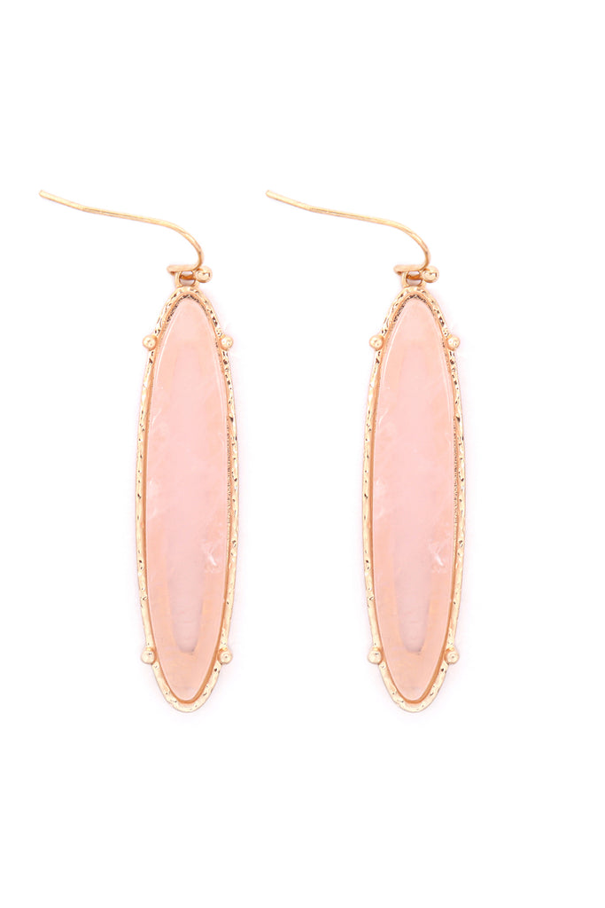 ME3154 - SEMI PRECIOUS OVAL DROP FISH HOOK EARRINGS