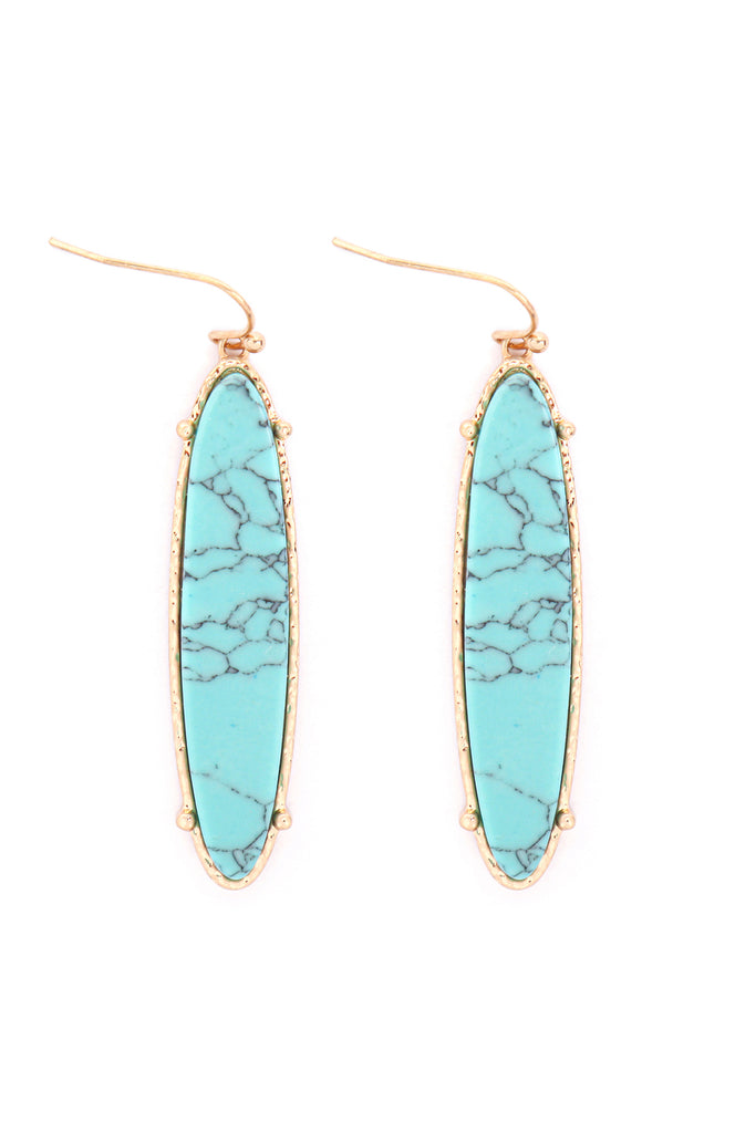 ME3154 - SEMI PRECIOUS OVAL DROP FISH HOOK EARRINGS