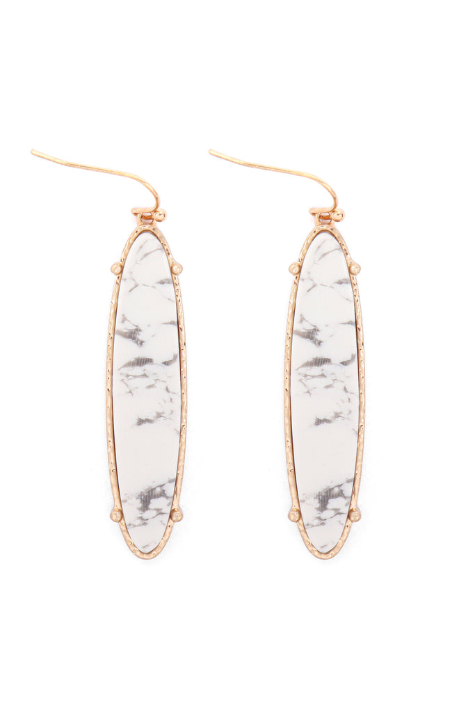 ME3154 - SEMI PRECIOUS OVAL DROP FISH HOOK EARRINGS