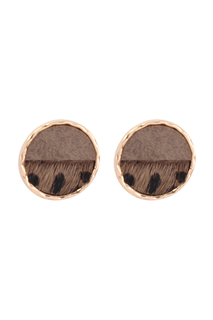 ANIMAL PRINT TWO TONE ROUND POST EARRING