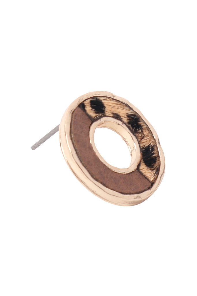 DONUT TWO-TONE ANIMAL PRINT POST EARRINGS