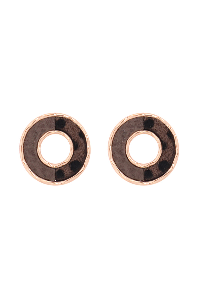 DONUT TWO-TONE ANIMAL PRINT POST EARRINGS