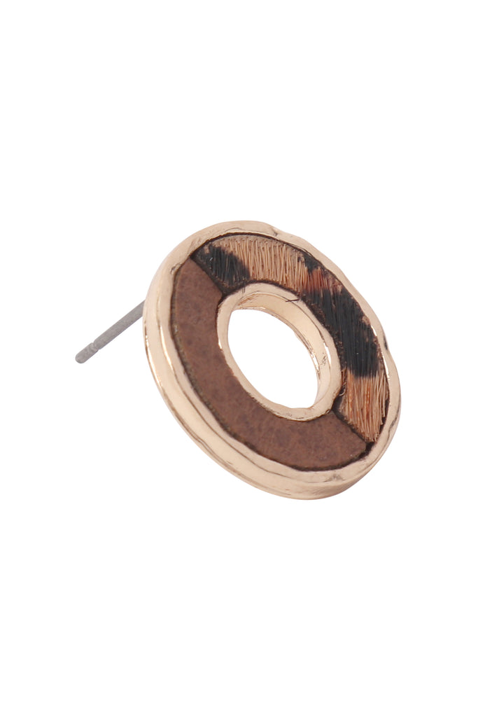 DONUT TWO-TONE ANIMAL PRINT POST EARRINGS