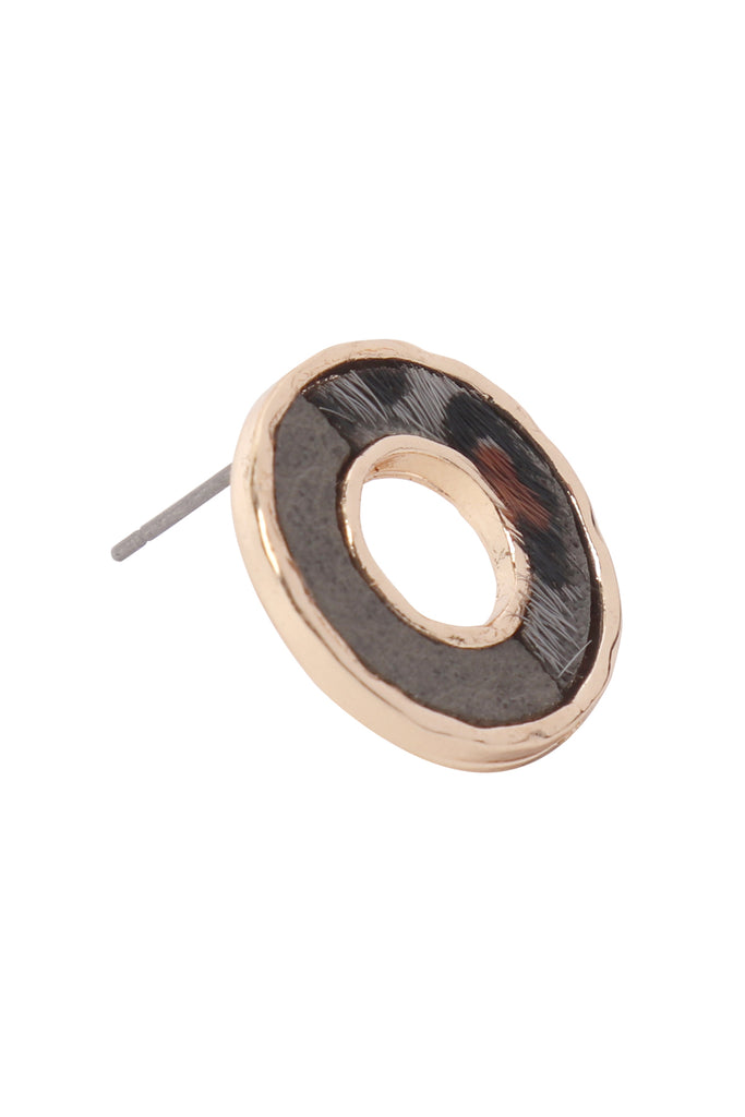 DONUT TWO-TONE ANIMAL PRINT POST EARRINGS