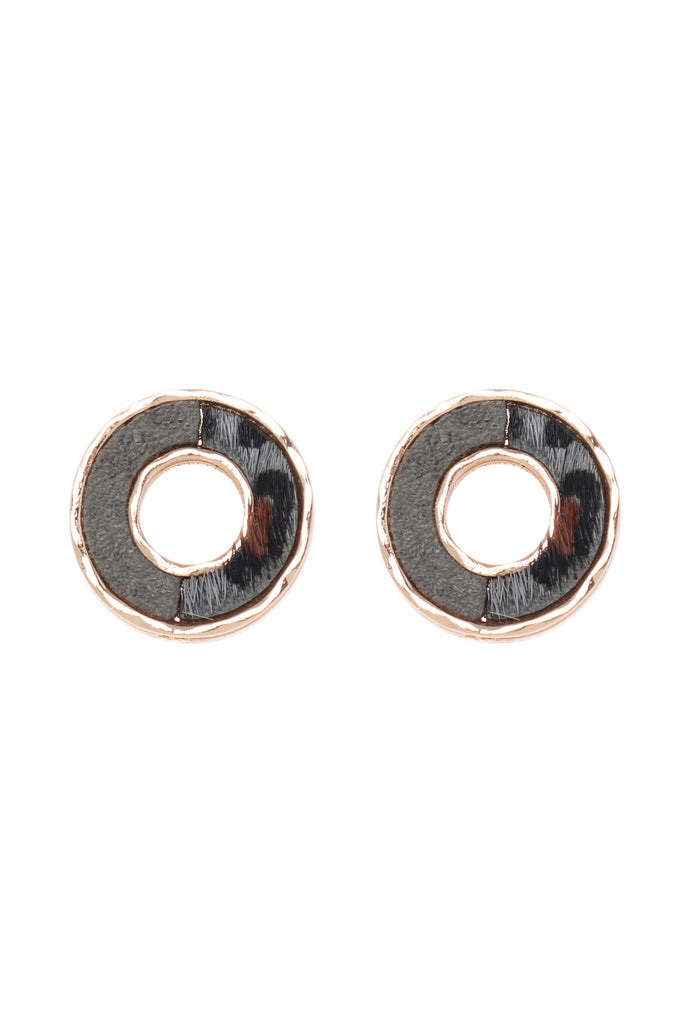 DONUT TWO-TONE ANIMAL PRINT POST EARRINGS