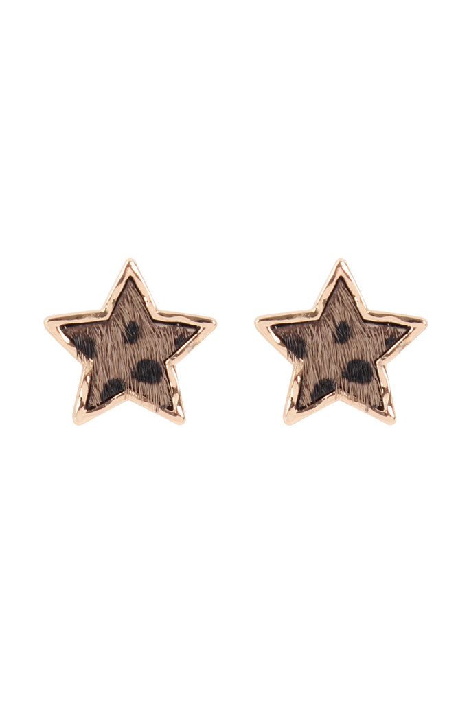 ANIMAL PRINT STAR POST EARRINGS