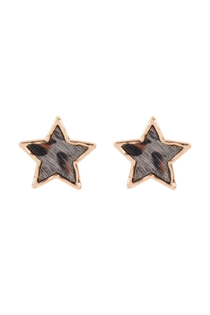 ANIMAL PRINT STAR POST EARRINGS