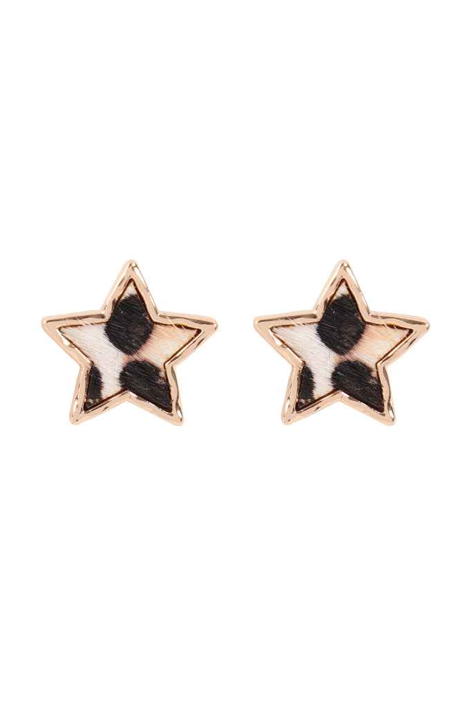 ANIMAL PRINT STAR POST EARRINGS