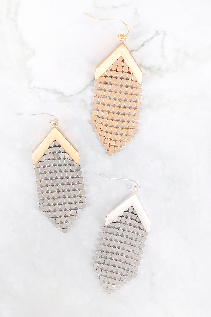METAL SEQUIN STATEMENT DROP EARRINGS