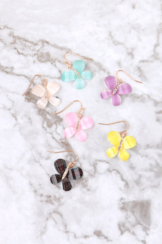 HORSE SHOE METAL BLOCK CCB DROP DANGLE EARRINGS