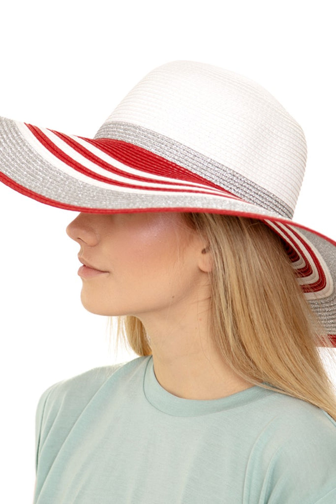 RED SILVER MIXED MULTI CIRCLE SUMMER HAT