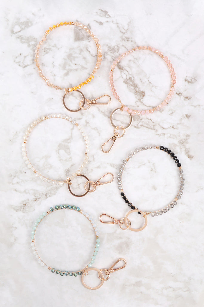 RONDELLE BEADS TWO TONE WRISTLET KEYCHAIN