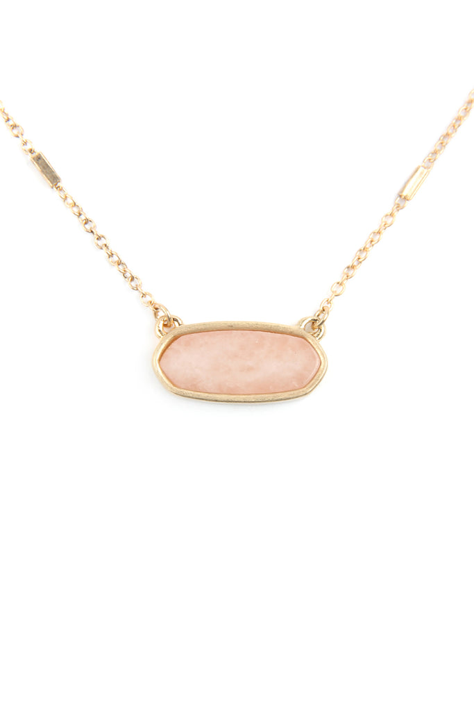 SEMI PRECIOUS OVAL STONE NECKLACE