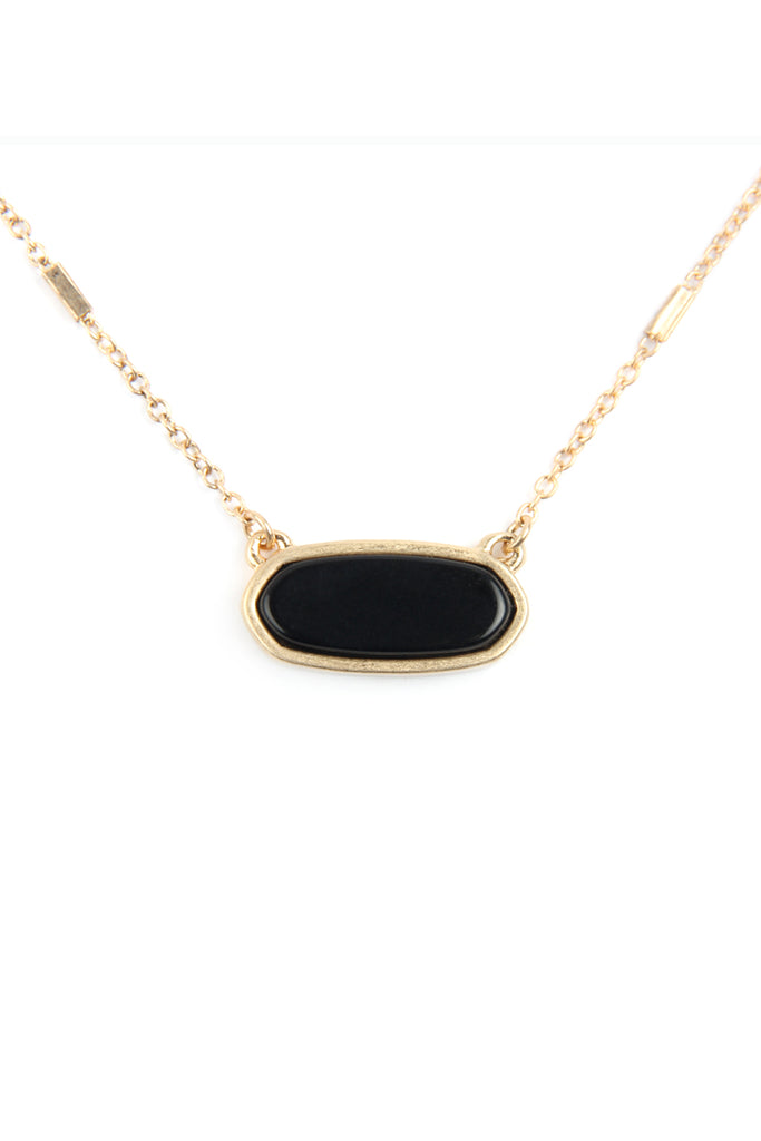 SEMI PRECIOUS OVAL STONE NECKLACE
