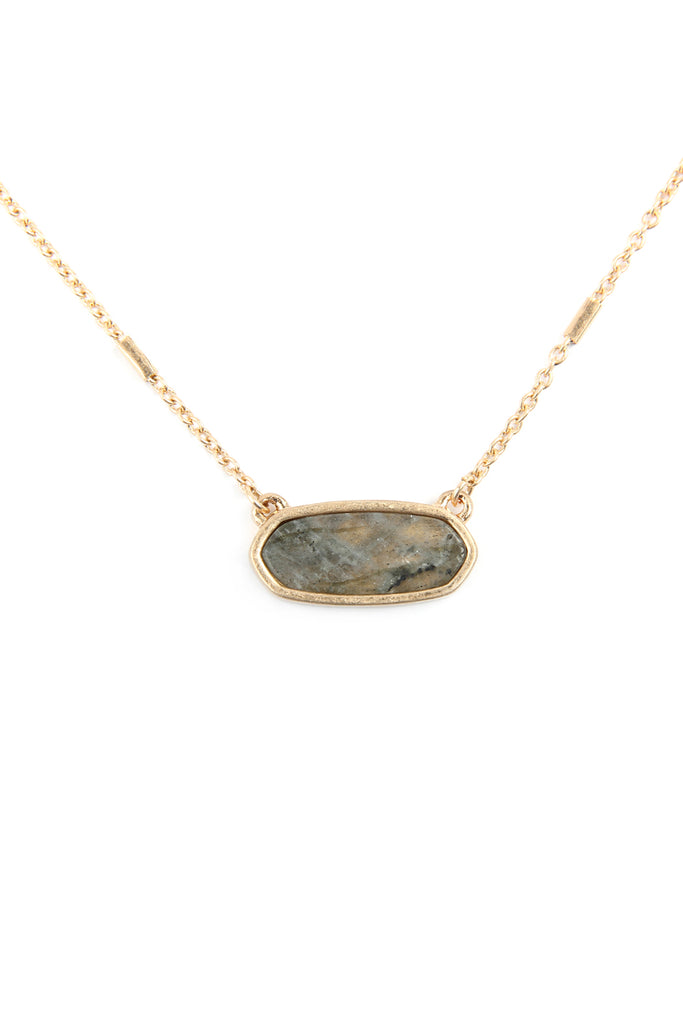 SEMI PRECIOUS OVAL STONE NECKLACE