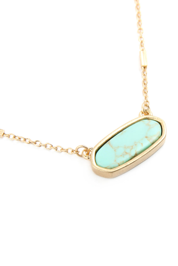 SEMI PRECIOUS OVAL STONE NECKLACE