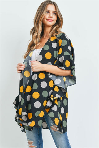 LEAF PRINT INLINE BOHO OPEN FRONT KIMONO