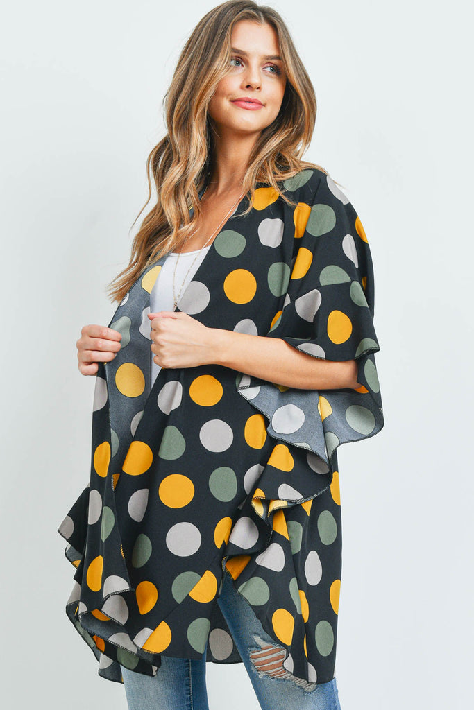 POLKA DOT RUFFLE KIMONO