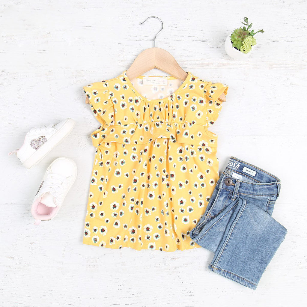 Kids Ruffled Sleeve Print Top