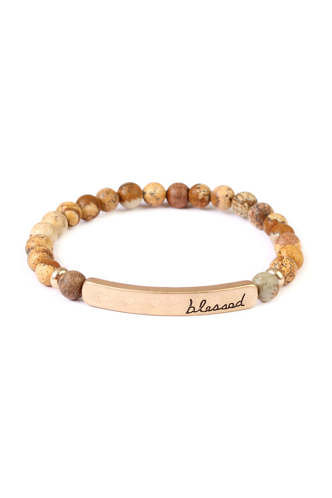 MYB1043 - "BLESSED" NATURAL STONE STRETCH BRACELET