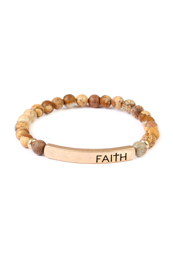 "FAITH" NATURAL STONE STRETCH BRACELET